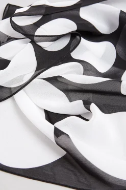 Yours Yours Black & White Spot Print Scarf
