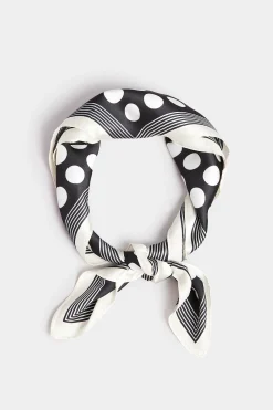Yours Yours Black & White Polka Dot Print Scarf