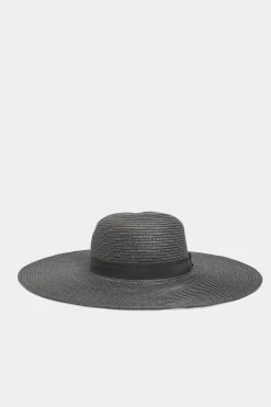Yours Yours Black 'Blessed' Floppy Straw Hat