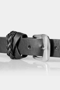 Yours Yours Black Braided Belt