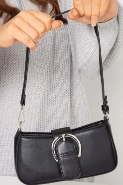 Yours Yours Black Buckle Front Shoulder Bag