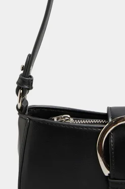 Yours Yours Black Buckle Front Shoulder Bag