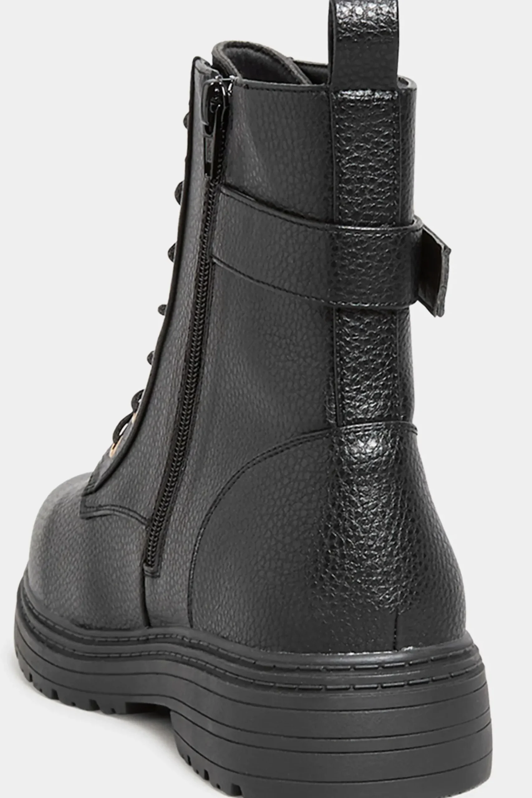 Yours Yours Black Buckle Lace Up Ankle Boots In Wide E Fit & Extra Wide Eee Fit