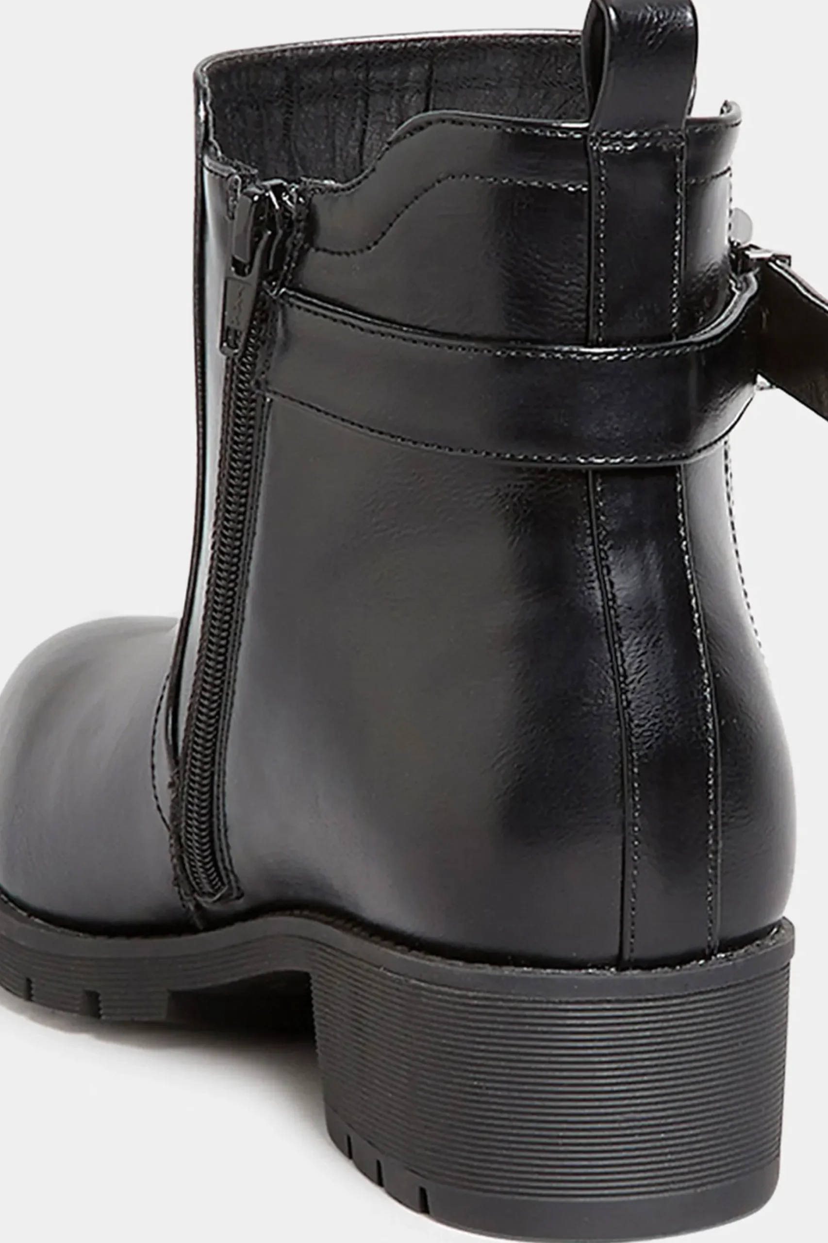 Yours Yours Black Buckle Ankle Boots In Wide E Fit & Extra Wide Eee Fit