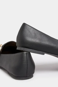 Yours Yours Black Buckle Faux Leather Loafers In Wide E Fit & Extra Wide Eee Fit
