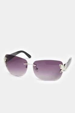 Yours Yours Black Butterfly Frameless Sunglasses