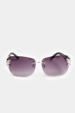 Yours Yours Black Butterfly Frameless Sunglasses