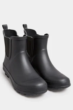 Yours Yours Black Chelsea Wellies In Wide E Fit
