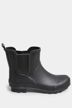 Yours Yours Black Chelsea Wellies In Wide E Fit