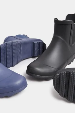 Yours Yours Black Chelsea Wellies In Wide E Fit
