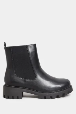 Yours Yours Black Chunky Chelsea Boots In Wide E Fit & Extra Wide Eee Fit