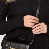 Yours Yours Black Croc & Gold Chain Mini Bag