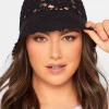 Yours Yours Black Crochet Bucket Hat