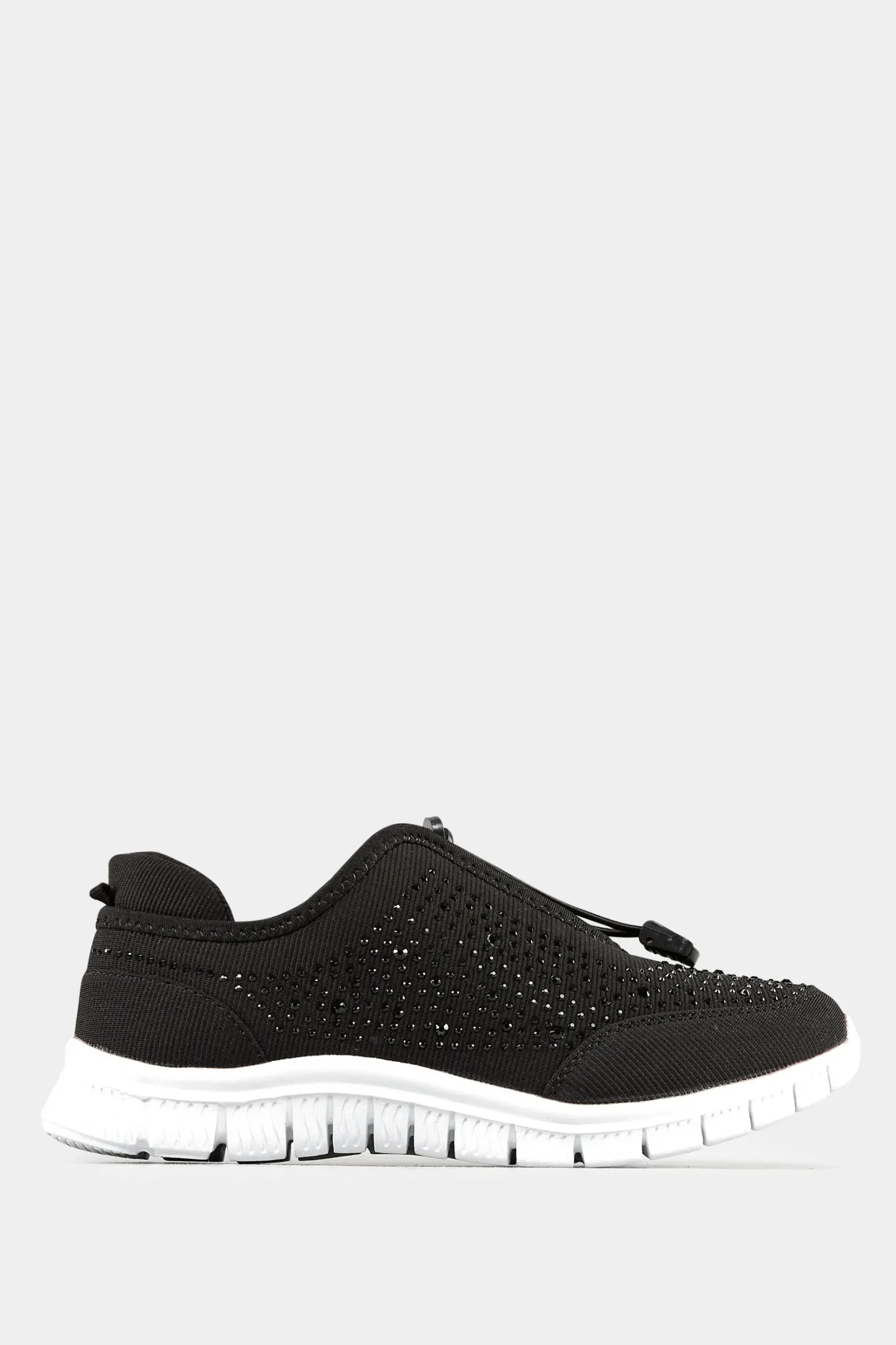 Yours Yours Black Embellished Trainers In Wide E Fit & Extra Wide Eee Fit