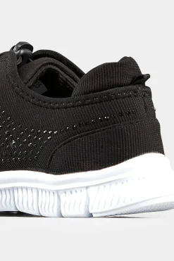 Yours Yours Black Embellished Trainers In Wide E Fit & Extra Wide Eee Fit