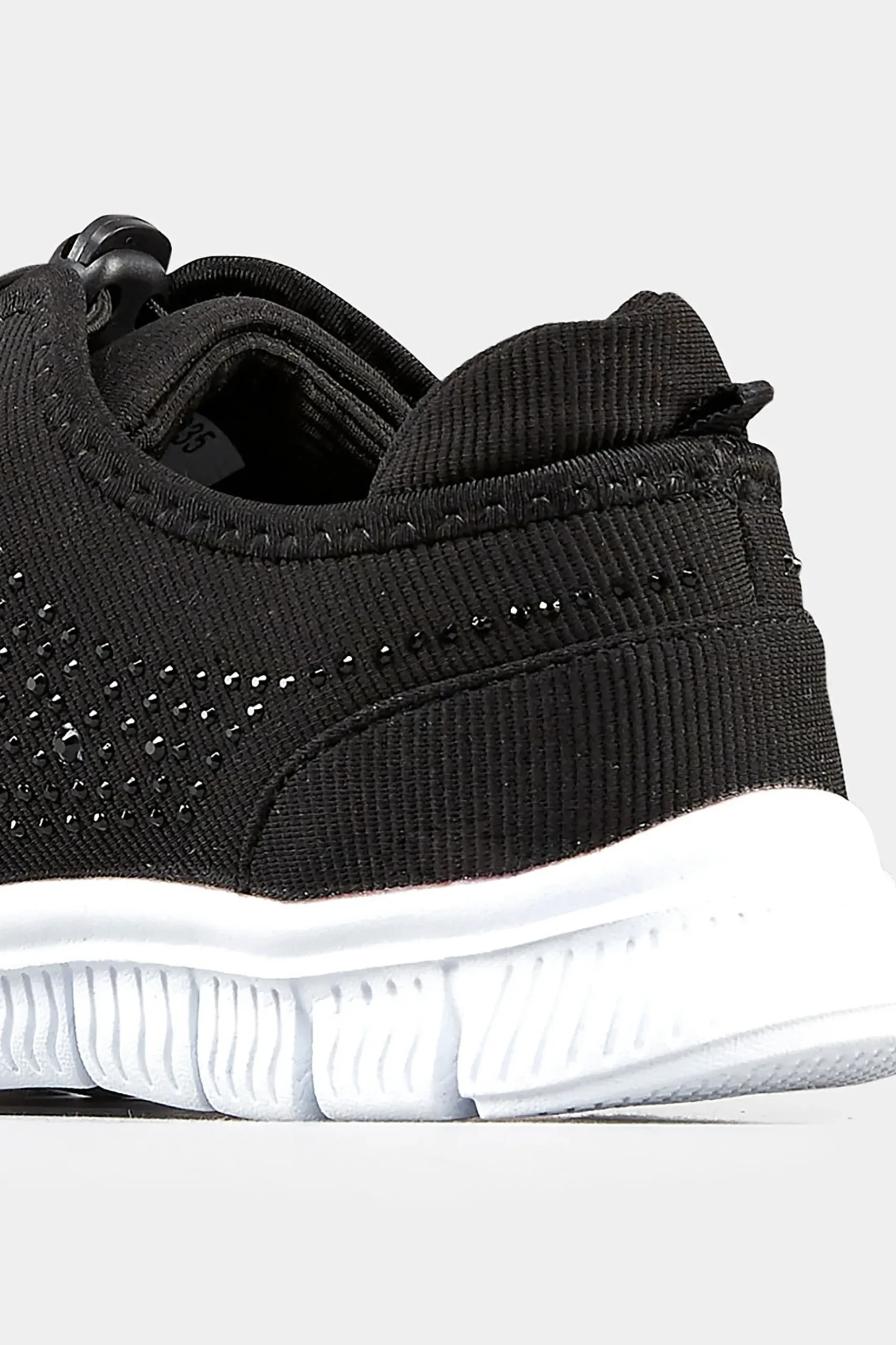 Yours Yours Black Embellished Trainers In Wide E Fit & Extra Wide Eee Fit