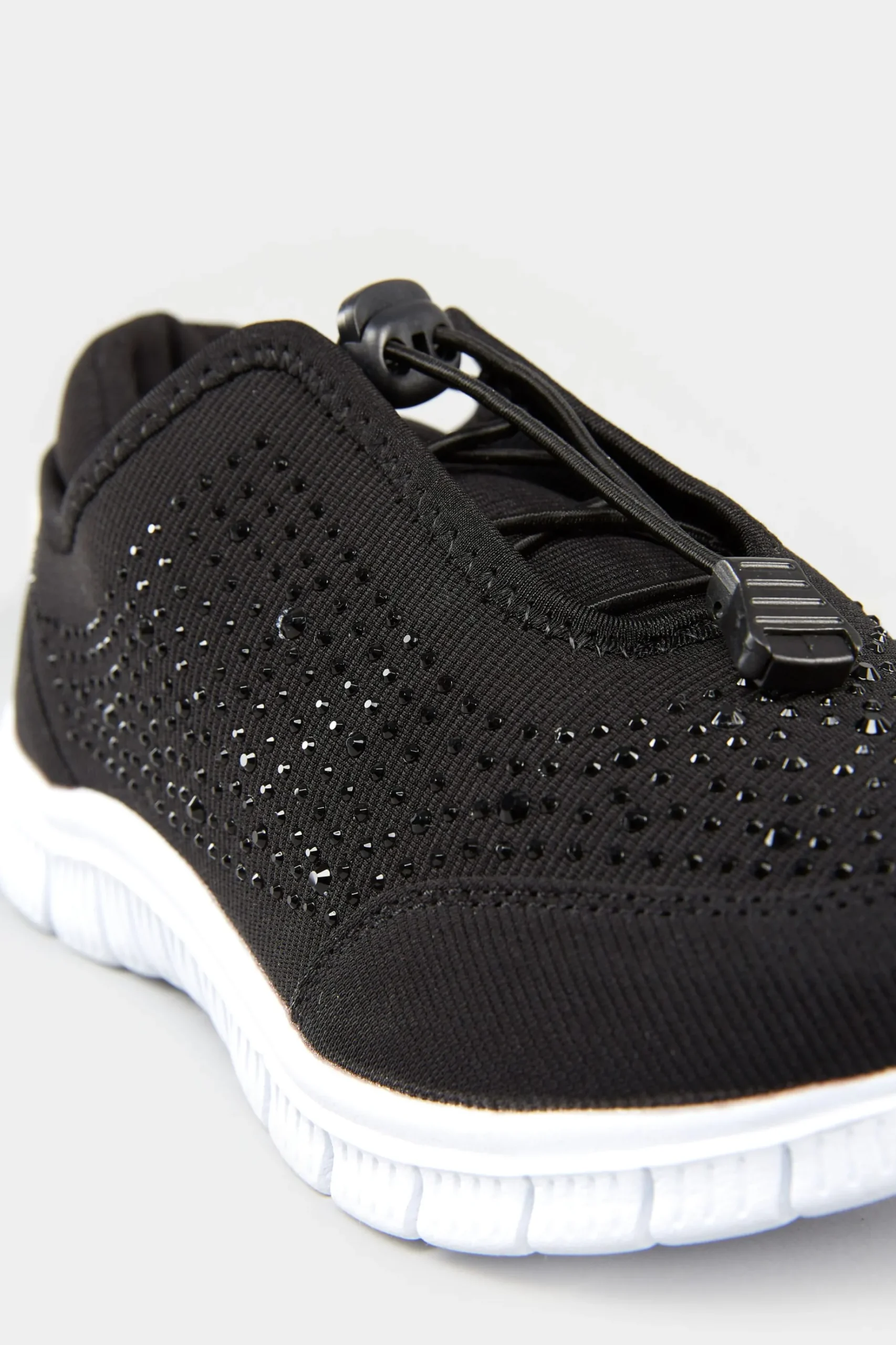 Yours Yours Black Embellished Trainers In Wide E Fit & Extra Wide Eee Fit