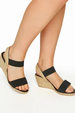 Yours Yours Black Espadrille Wedge Sandals In Wide E Fit & Extra Wide Eee Fit