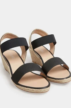 Yours Yours Black Espadrille Wedge Sandals In Wide E Fit & Extra Wide Eee Fit