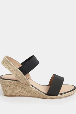 Yours Yours Black Espadrille Wedge Sandals In Wide E Fit & Extra Wide Eee Fit