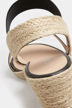 Yours Yours Black Espadrille Wedge Sandals In Wide E Fit & Extra Wide Eee Fit