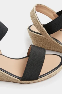 Yours Yours Black Espadrille Wedge Sandals In Wide E Fit & Extra Wide Eee Fit
