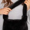 Yours Yours Black Faux Fur Knot Handle Bag
