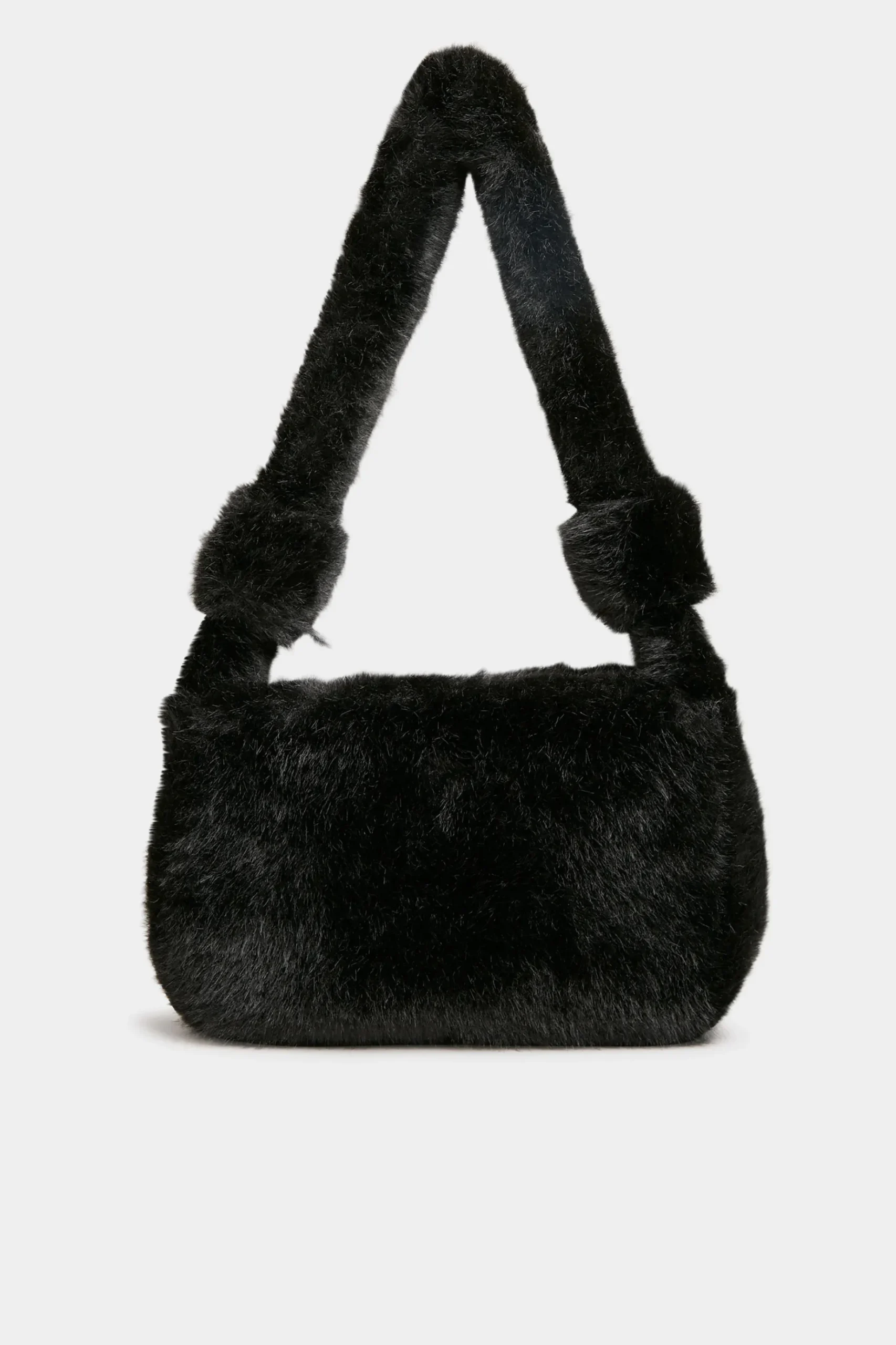 Yours Yours Black Faux Fur Knot Handle Bag
