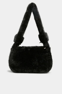 Yours Yours Black Faux Fur Knot Handle Bag