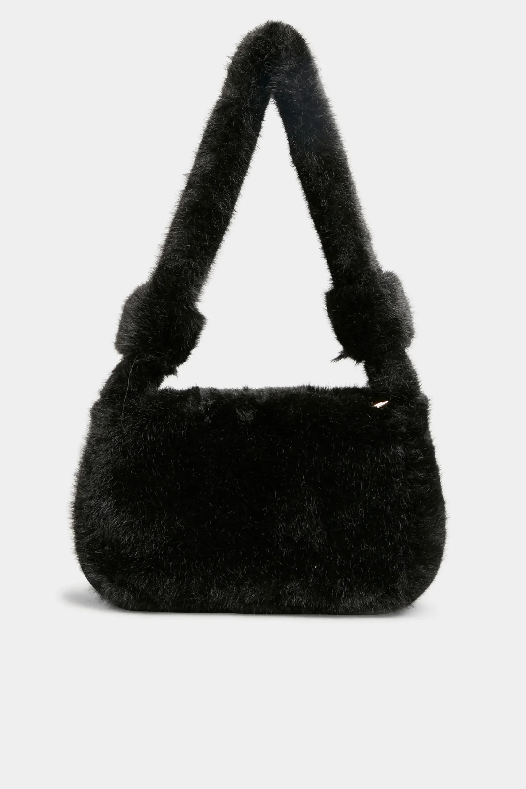 Yours Yours Black Faux Fur Knot Handle Bag