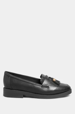 Yours Yours Black Faux Leather Tassel Loafers In Wide E Fit & Extra Wide Eee Fit