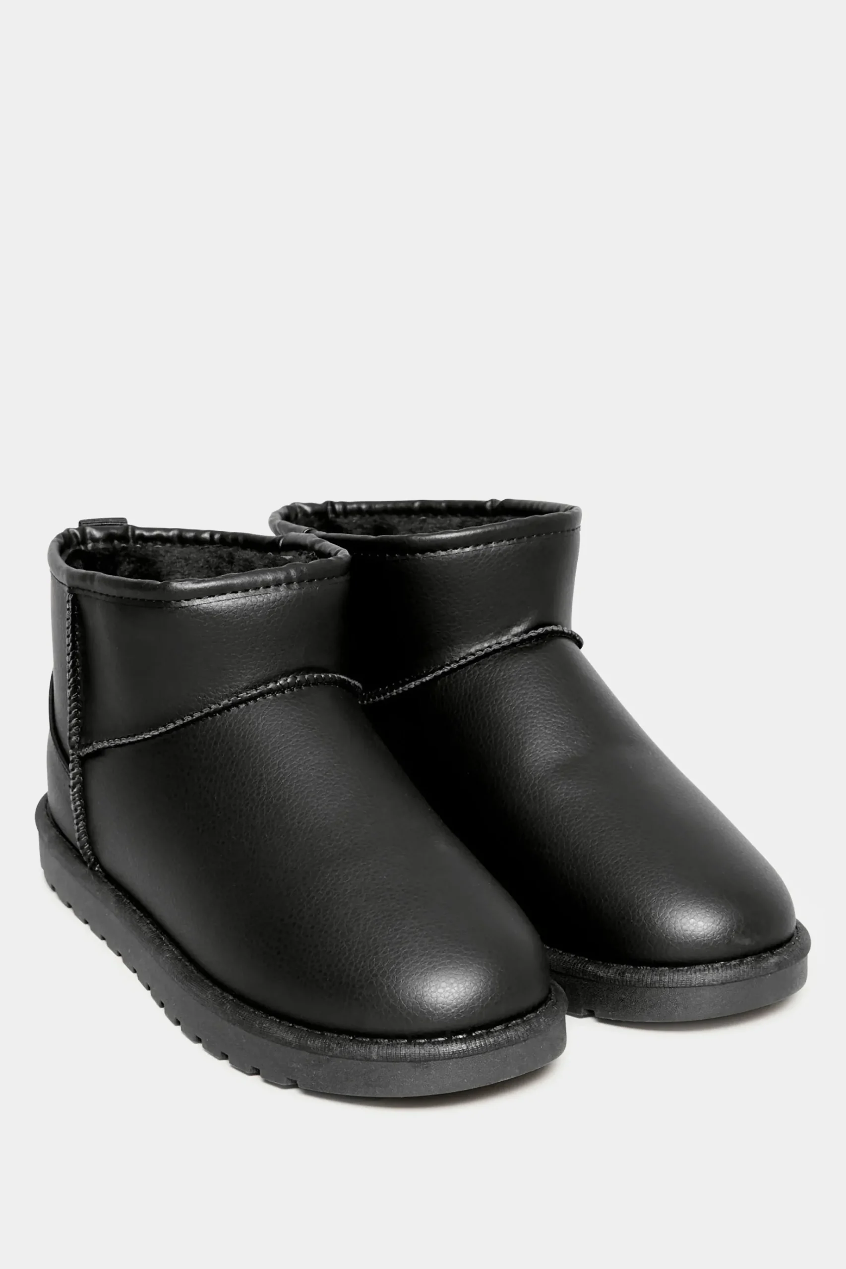 Yours Yours Black Faux Leather Faux Fur Lined Ankle Boots In Extra Wide Eee Fit