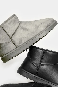 Yours Yours Black Faux Leather Faux Fur Lined Ankle Boots In Extra Wide Eee Fit