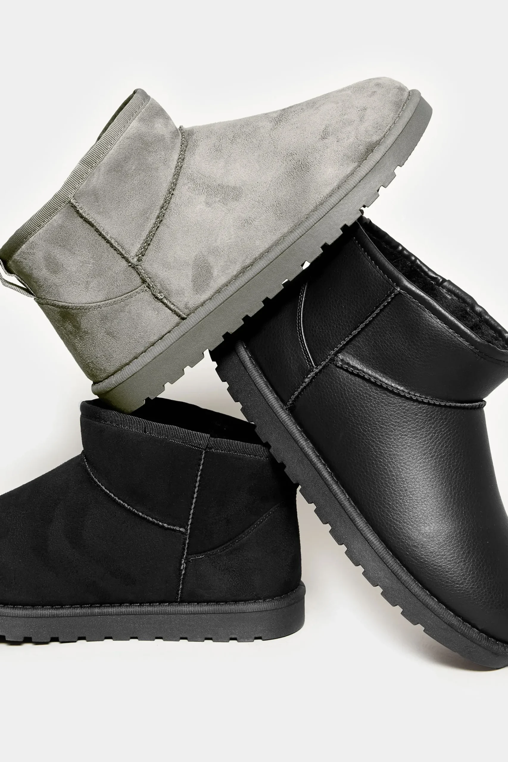 Yours Yours Black Faux Leather Faux Fur Lined Ankle Boots In Extra Wide Eee Fit