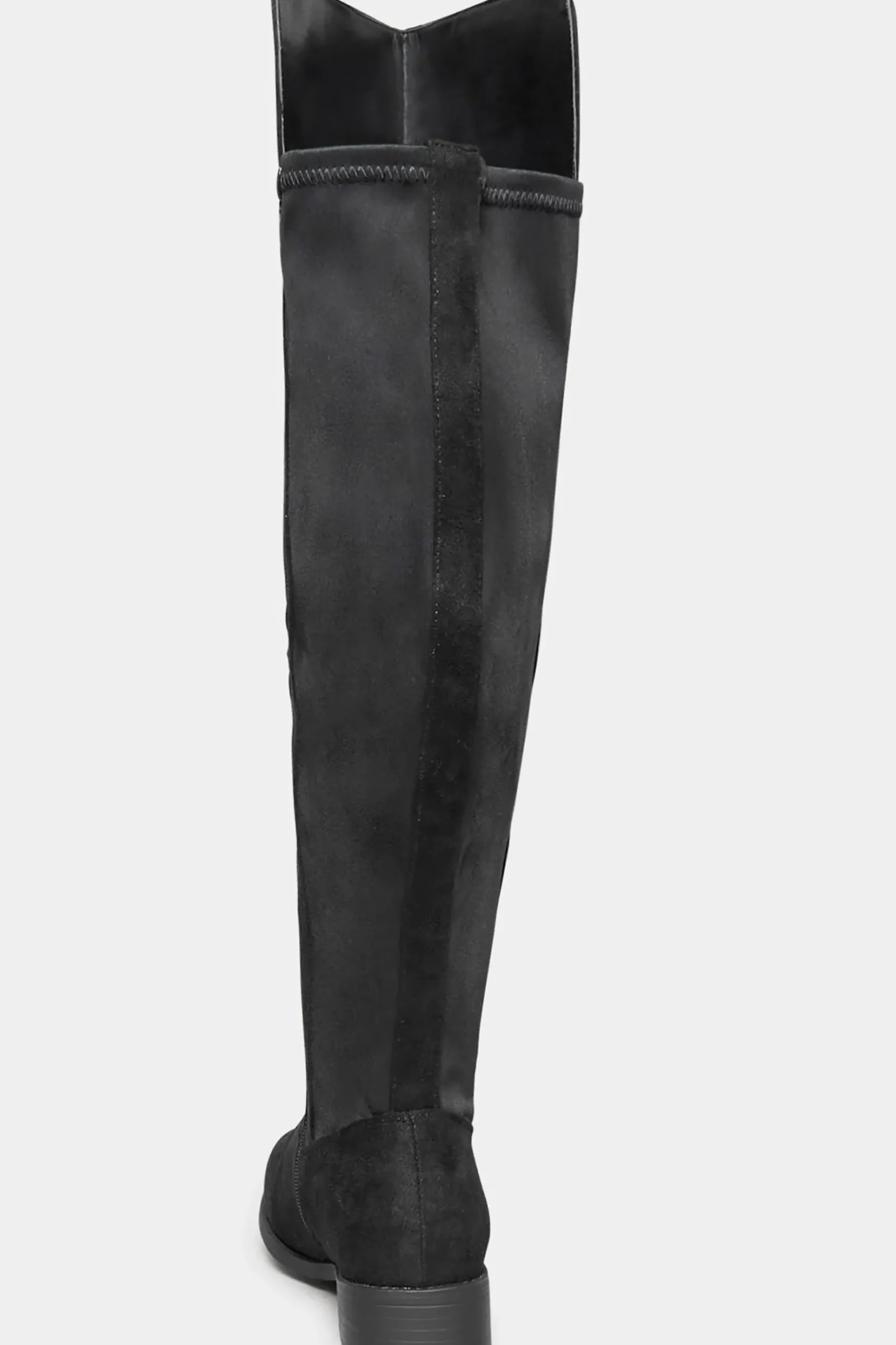 Yours Yours Black Faux Suede Stretch Over The Knee Boots In Wide E Fit & Extra Wide Eee Fit