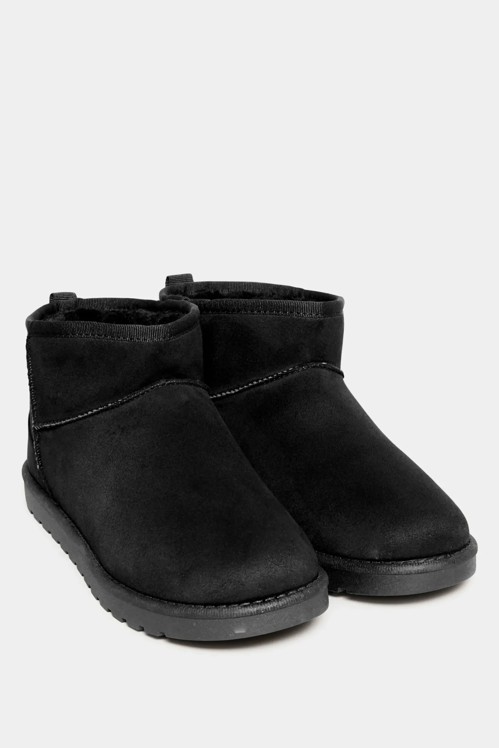 Yours Yours Black Faux Suede Faux Fur Lined Ankle Boots In Wide E Fit & Extra Wide Eee Fit