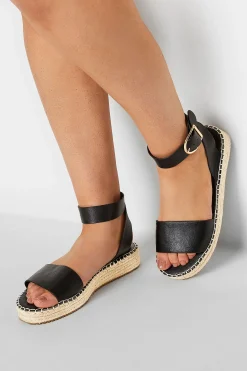 Yours Yours Black Flatform Espadrilles In Wide E Fit & Extra Wide Eee Fit