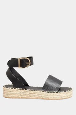 Yours Yours Black Flatform Espadrilles In Wide E Fit & Extra Wide Eee Fit