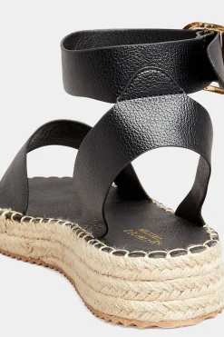 Yours Yours Black Flatform Espadrilles In Wide E Fit & Extra Wide Eee Fit