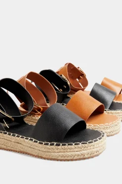 Yours Yours Black Flatform Espadrilles In Wide E Fit & Extra Wide Eee Fit