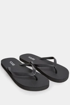 Yours Yours Black Flip Flops In Extra Wide Eee Fit