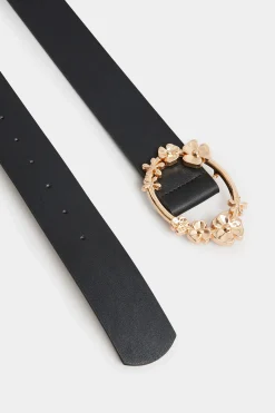 Yours Yours Black Floral Buckle Belt
