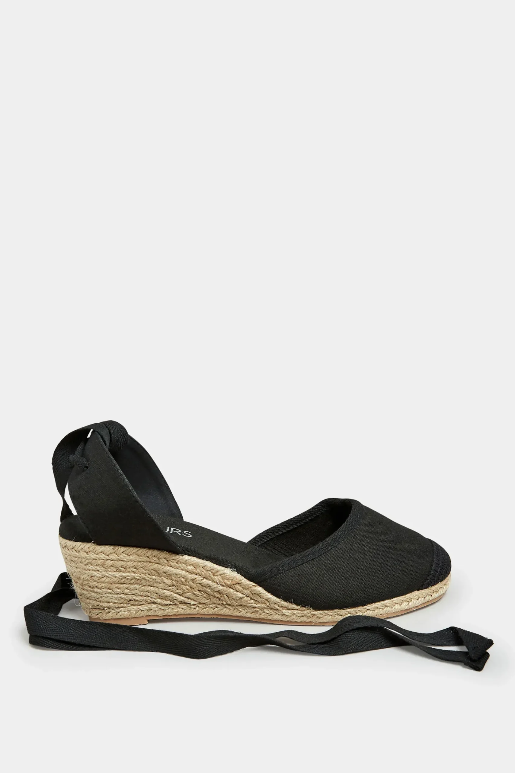 Yours Yours Black Lace Up Espadrille Wedges In Wide E Fit & Extra Wide Eee Fit