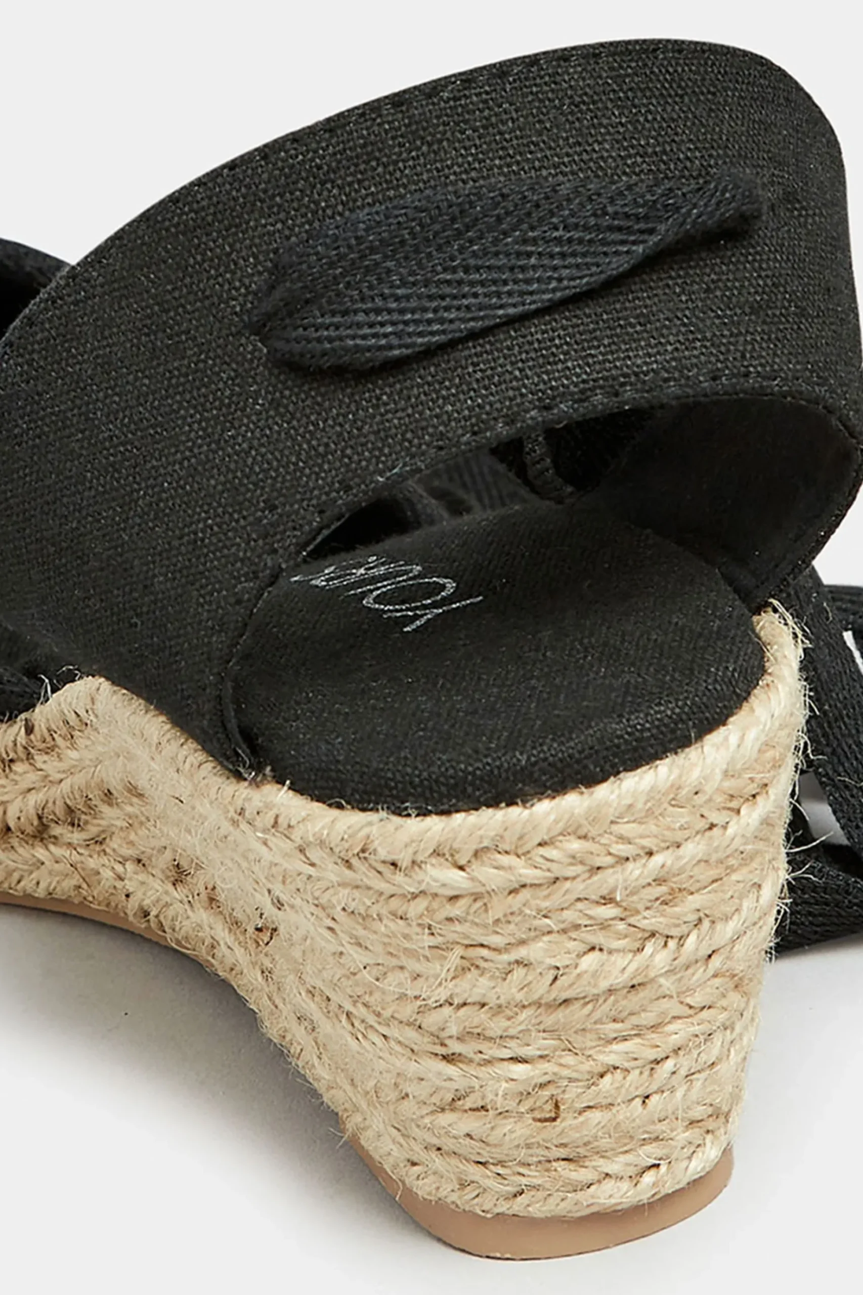 Yours Yours Black Lace Up Espadrille Wedges In Wide E Fit & Extra Wide Eee Fit
