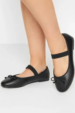 Yours Yours Black Mary Jane Ballerina Pumps In Wide E Fit & Extra Wide Eee Fit