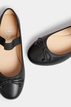 Yours Yours Black Mary Jane Ballerina Pumps In Wide E Fit & Extra Wide Eee Fit