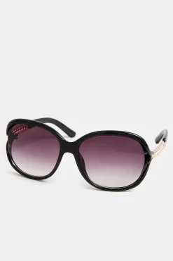 Yours Yours Black Oversized Chain Detail Sunglasses
