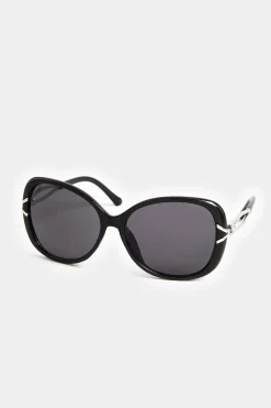 Yours Yours Black Oversized Diamante Knot Sunglasses