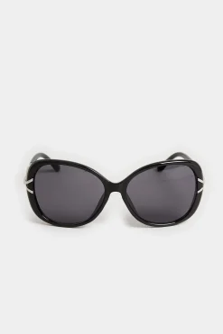 Yours Yours Black Oversized Diamante Knot Sunglasses