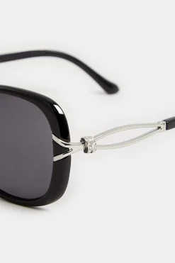 Yours Yours Black Oversized Diamante Knot Sunglasses